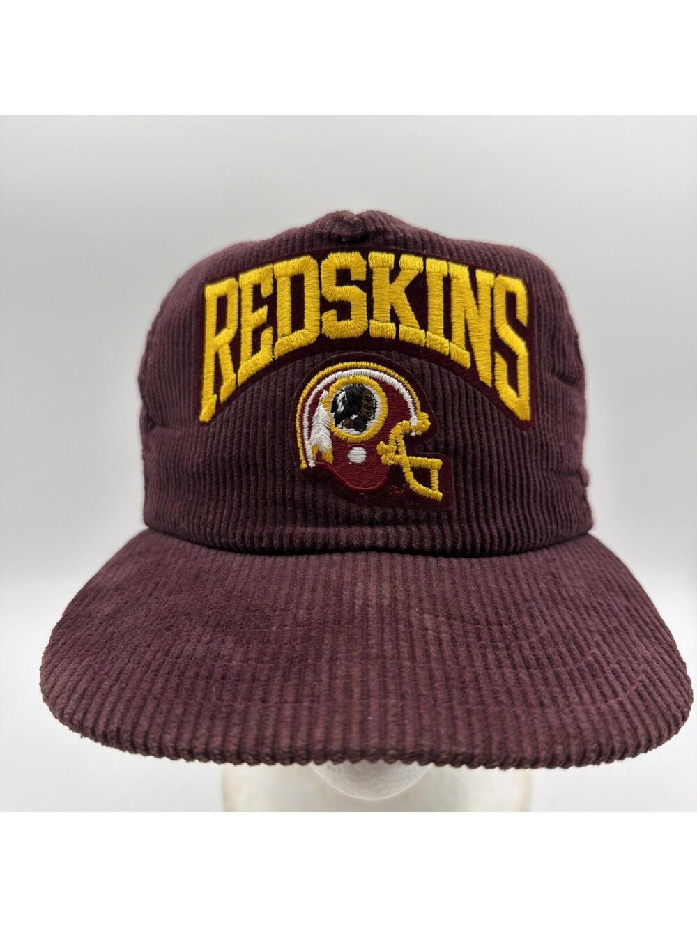 Vintage Washington Redskins Hat Cap Snap Back Corduroy NFL New Era Made USA 80s